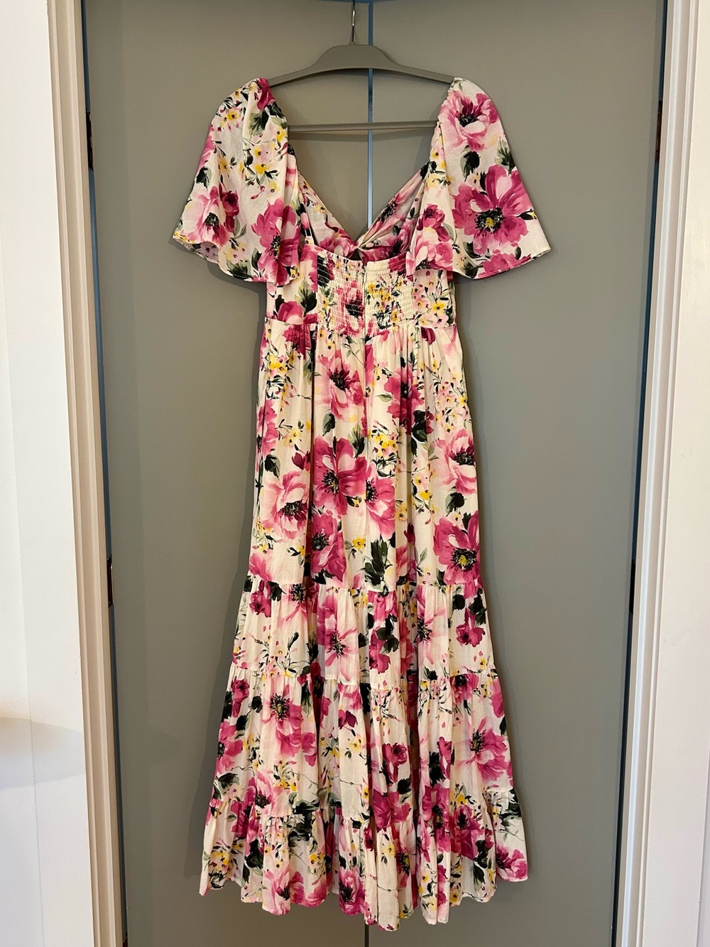 Abercrombie pink floral tiered dress